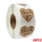 Heart Shape Natural Kraft Thank You Stickers, Seal Labels for Scrapbooking, Package, Stationery Stickers