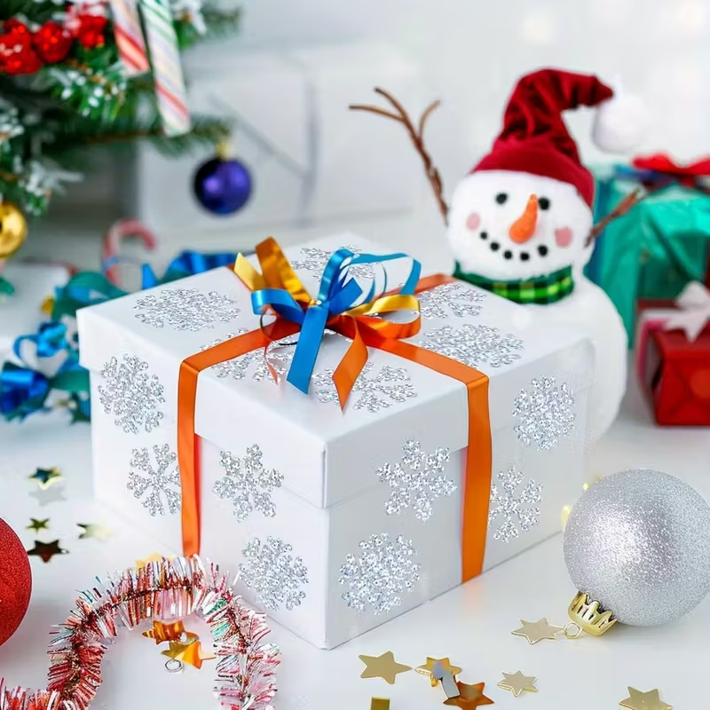 Christmas Paper Stickers, Winter Snowflake Sticker Rolls, Designs Waterproof Self Adhesive Stickers