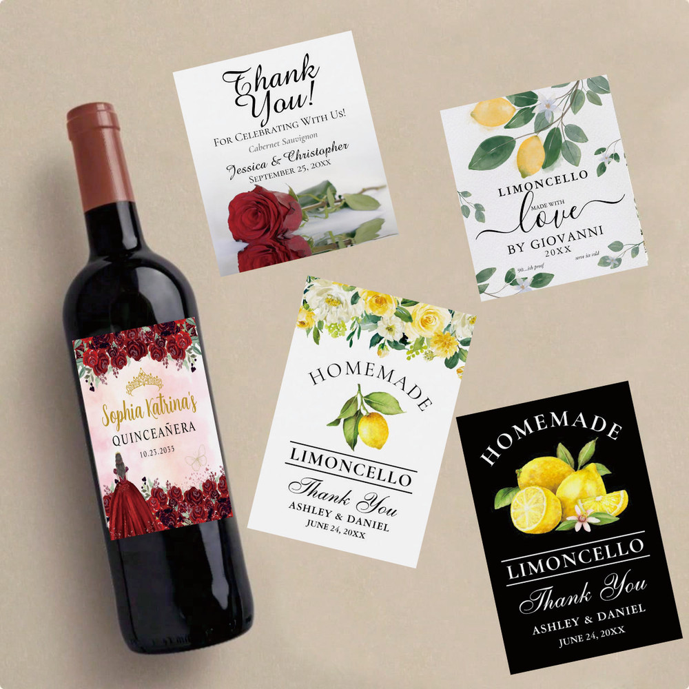 Wine Labels, Photo Wine Label, Minimalist Wedding Favor, Custom Wine Label, Personalized Gift, Wine Gift Label