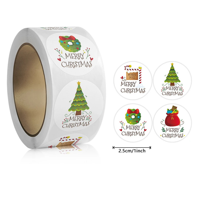 Stickers Christmas Tag, Christmas Stickers Round, Shop Product Packaging Stickers, Envelope Sealing Gift Decor