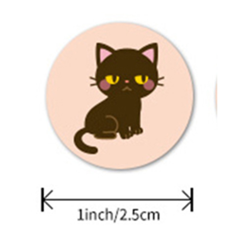 Kids Sticker For School, Round Stickers, Stationery Sticker Cat Pattern, Teacher Student Stationery