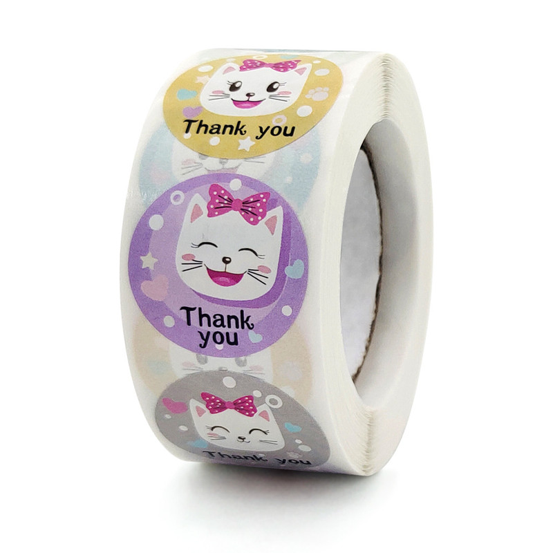 Kids Sticker For School, Round Stickers, Stationery Sticker Cat Pattern, Teacher Student Stationery
