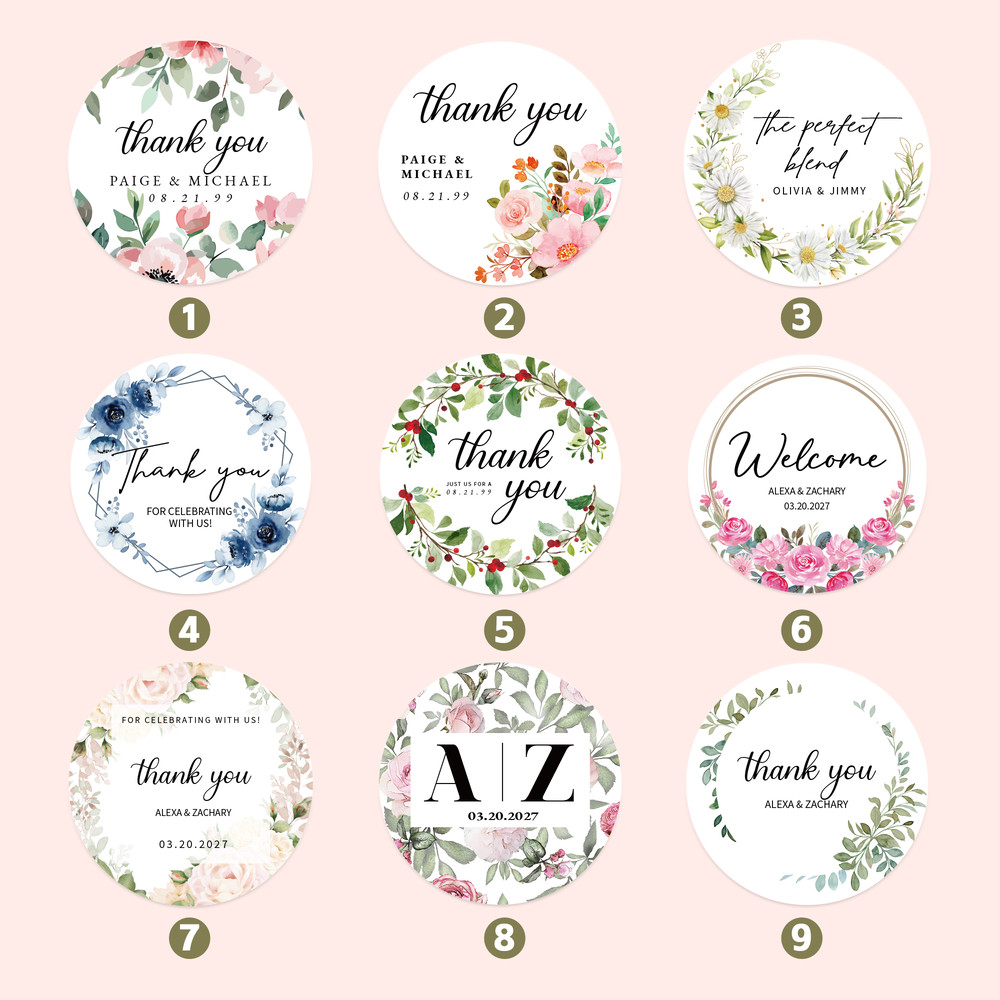 Custom Round Label Stickers Personalized Stickers Of Name Date Thank You For Wedding Party Favors B 2