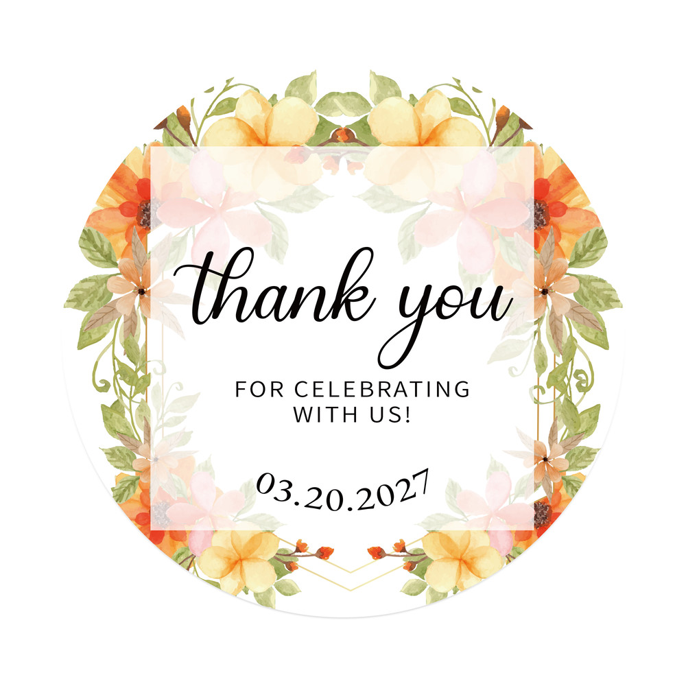 Custom Round Label Stickers Personalized Stickers Of Name Date Thank You For Wedding Party Favors B 7
