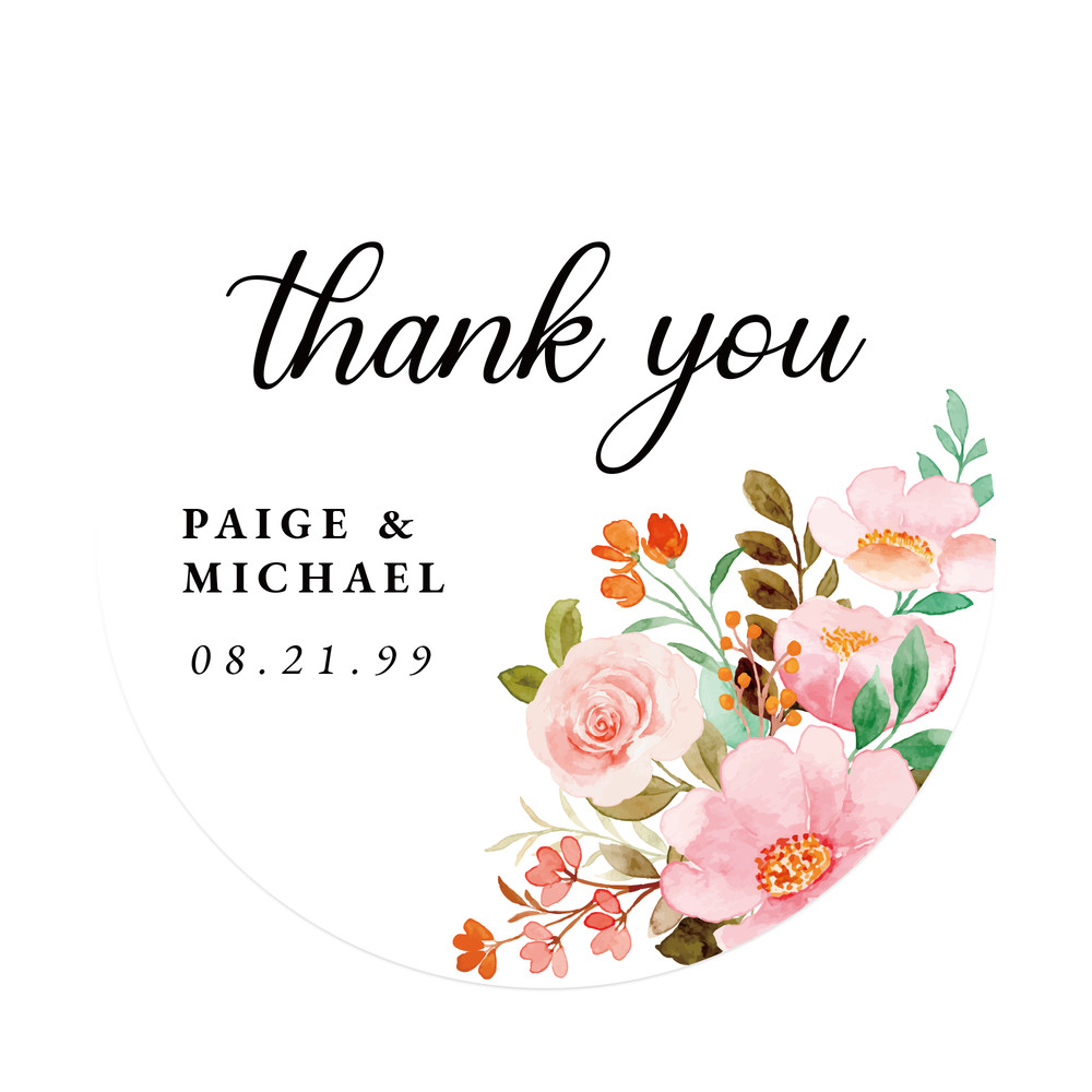 Custom Round Label Stickers Personalized Stickers Of Name Date Thank You For Wedding Party Favors B 31