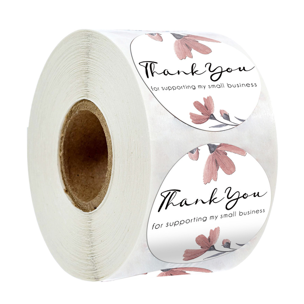 Thank You Sticker, Round Pink Heart Label Stickers, Cute Scrapbook Stationery, Envelope Seal Sticker Roll