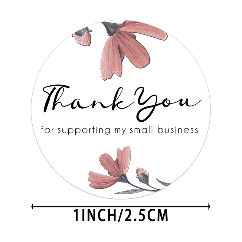Thank You Sticker, Round Pink Heart Label Stickers, Cute Scrapbook Stationery, Envelope Seal Sticker Roll