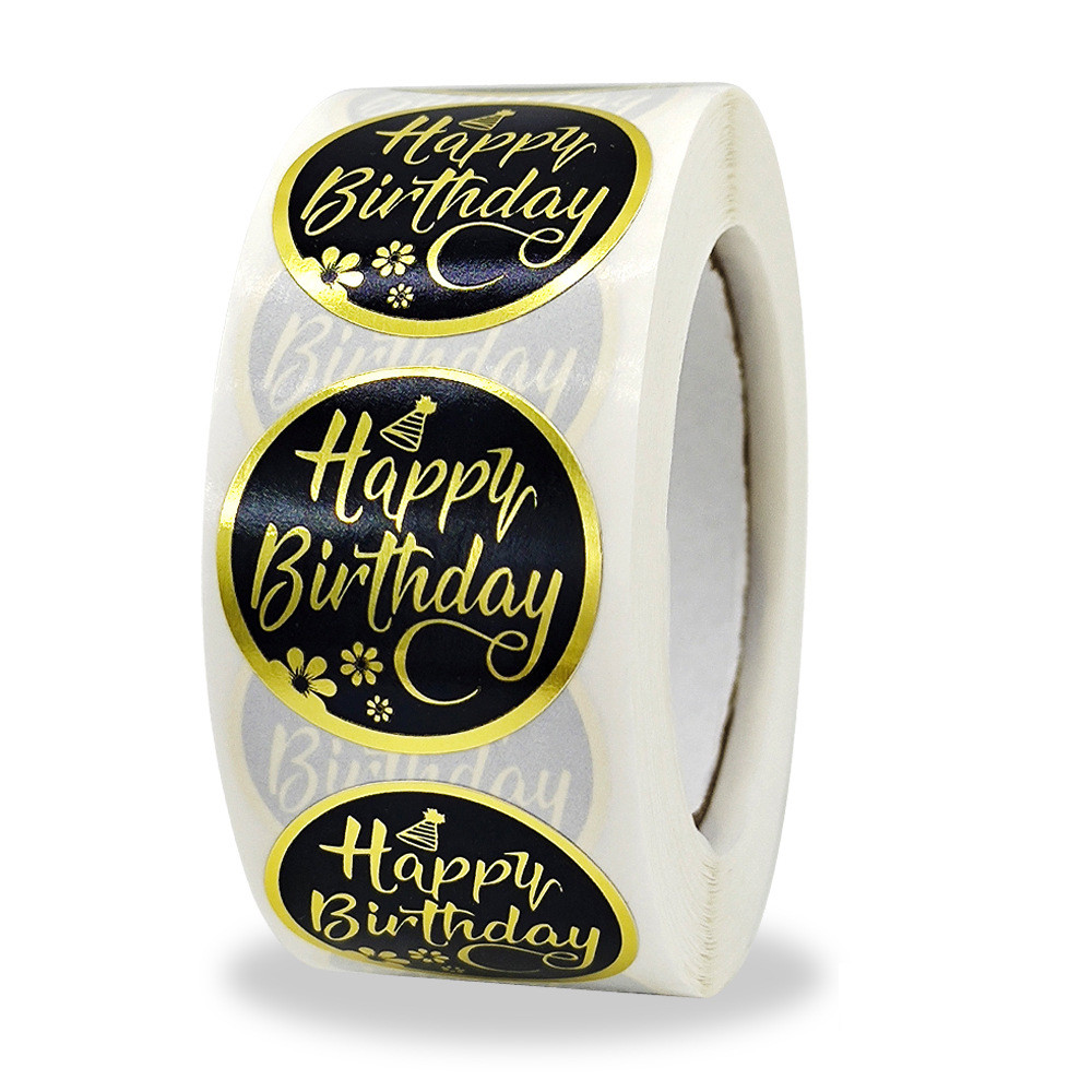 Round Happy Birthday Stickers, New Styles Gift Decoration Supplies, Cute Party Greeting Card Tags