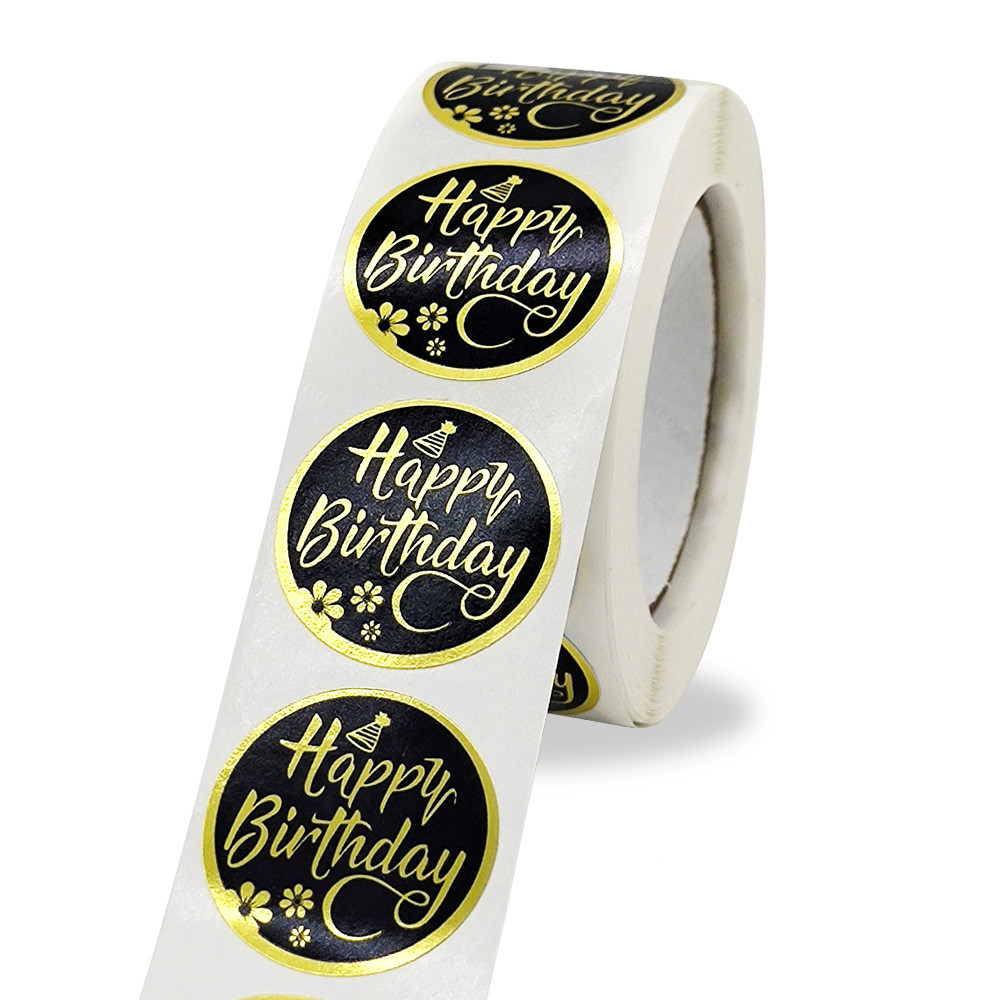 Round Happy Birthday Stickers, New Styles Gift Decoration Supplies, Cute Party Greeting Card Tags
