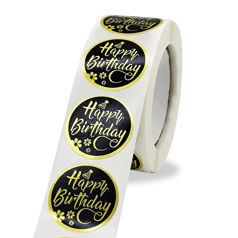 Round Happy Birthday Stickers, New Styles Gift Decoration Supplies, Cute Party Greeting Card Tags
