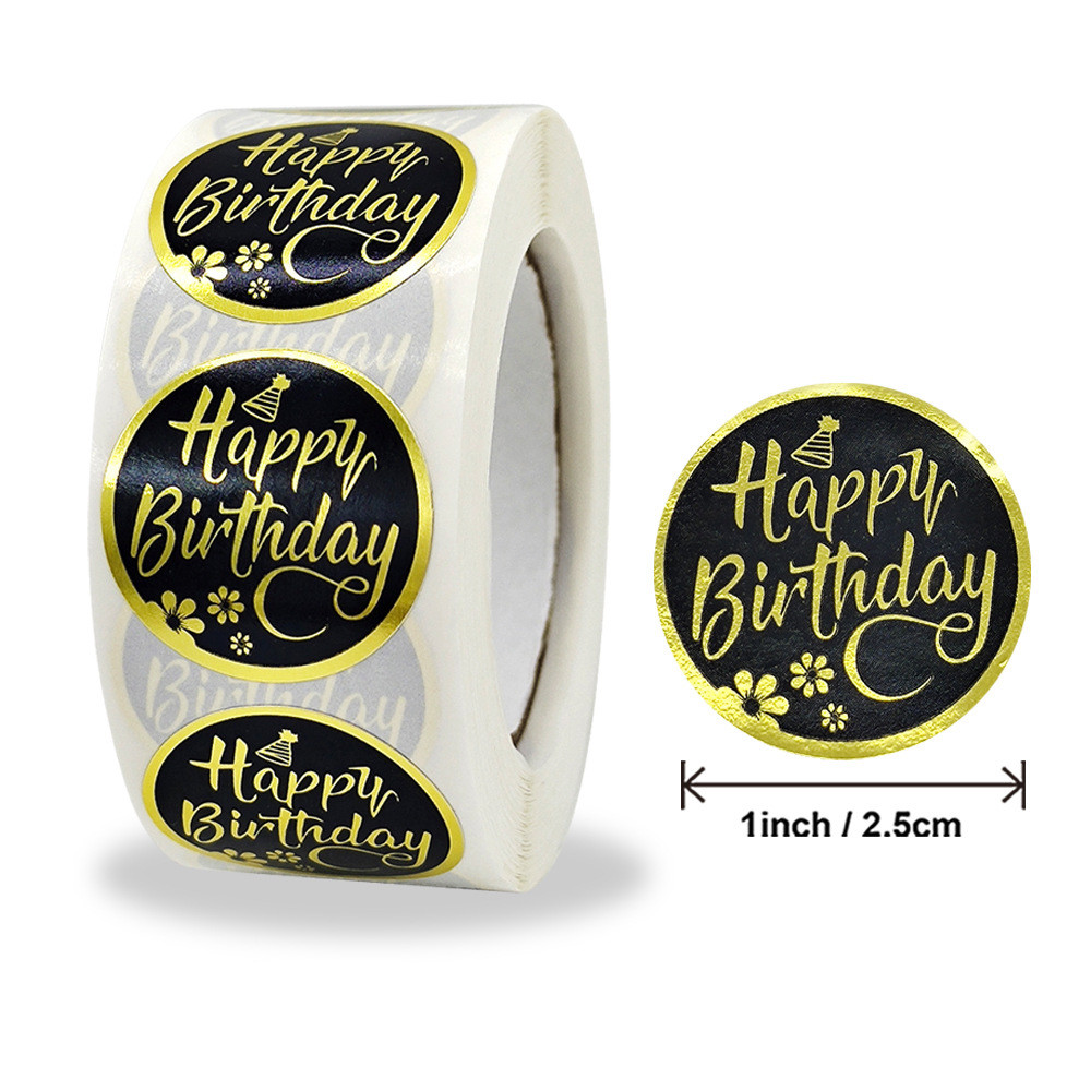 Round Happy Birthday Stickers, New Styles Gift Decoration Supplies, Cute Party Greeting Card Tags