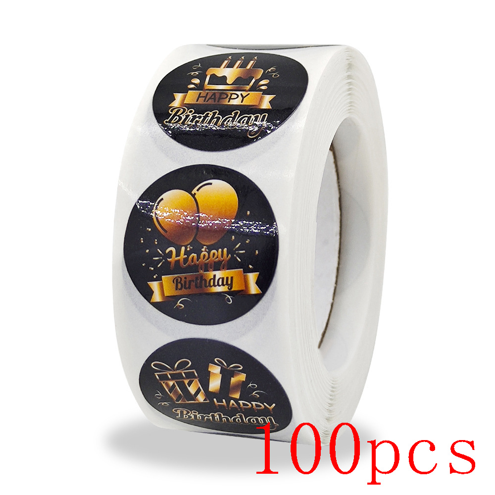 Round Happy Birthday Stickers, New Styles Gift Decoration Supplies, Cute Party Greeting Card Tags