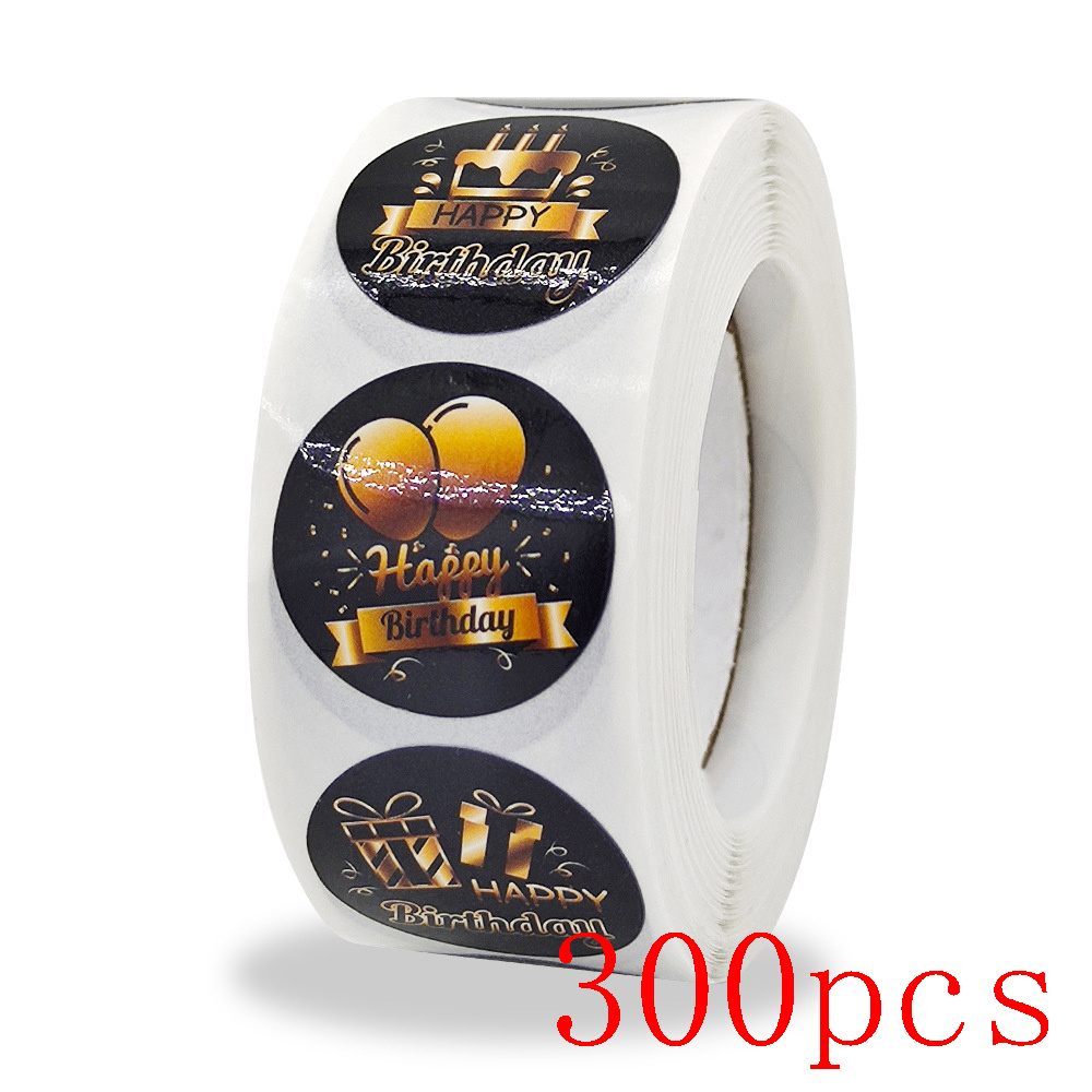 Round Happy Birthday Stickers, New Styles Gift Decoration Supplies, Cute Party Greeting Card Tags