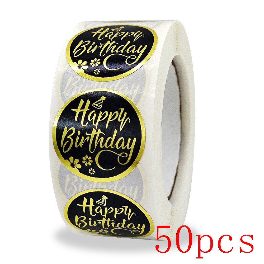 Round Happy Birthday Stickers, New Styles Gift Decoration Supplies, Cute Party Greeting Card Tags