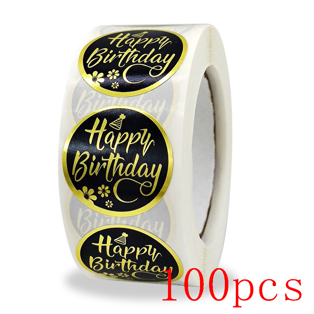 Round Happy Birthday Stickers, New Styles Gift Decoration Supplies, Cute Party Greeting Card Tags