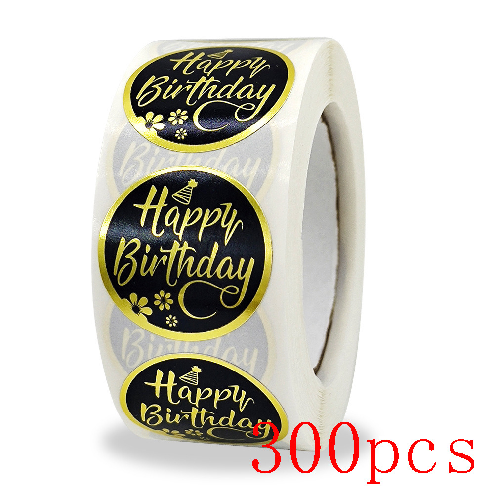 Round Happy Birthday Stickers, New Styles Gift Decoration Supplies, Cute Party Greeting Card Tags