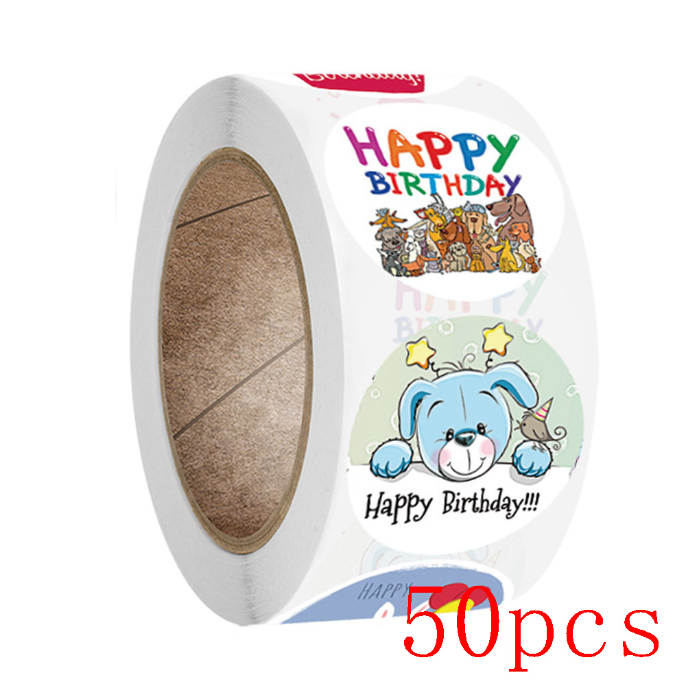 Round Happy Birthday Stickers, New Styles Gift Decoration Supplies, Cute Party Greeting Card Tags
