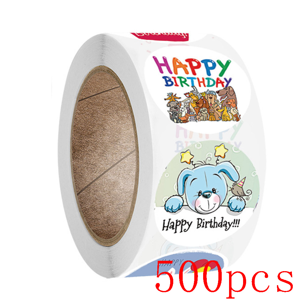 Round Happy Birthday Stickers, New Styles Gift Decoration Supplies, Cute Party Greeting Card Tags