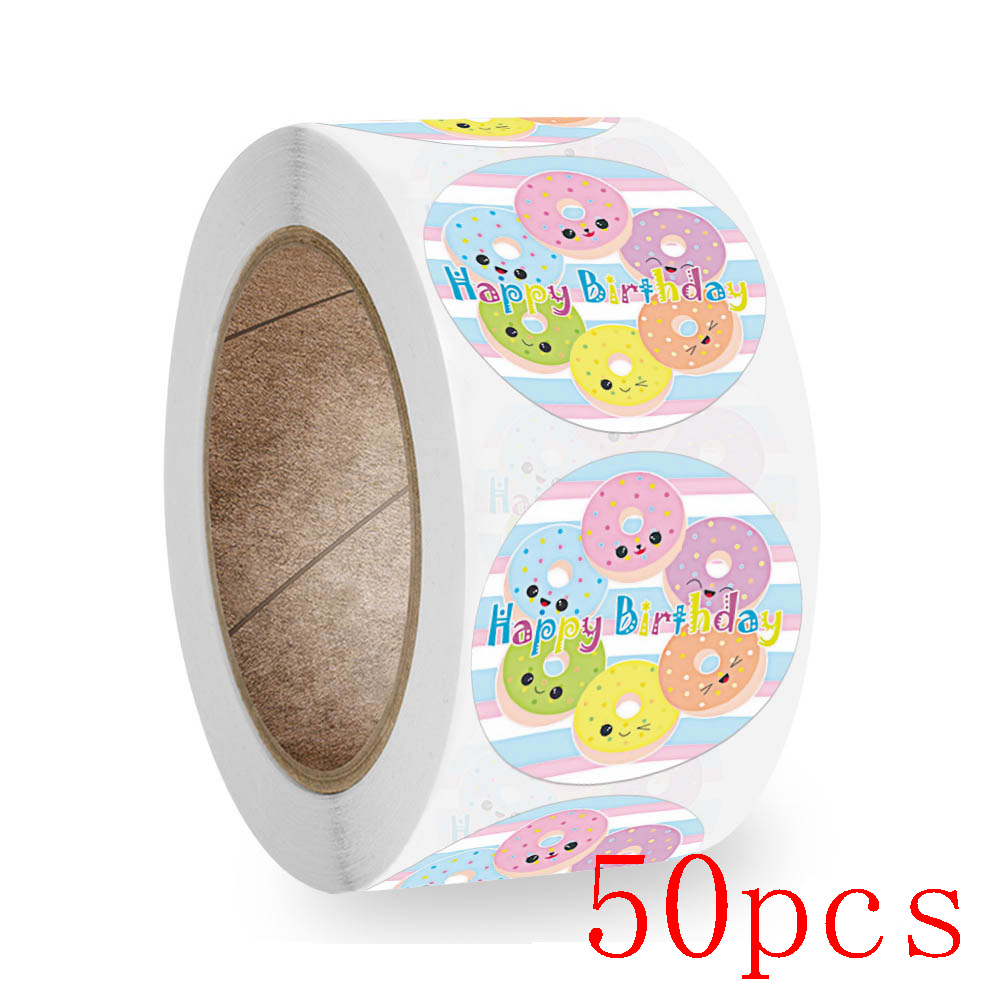 Round Happy Birthday Stickers, New Styles Gift Decoration Supplies, Cute Party Greeting Card Tags