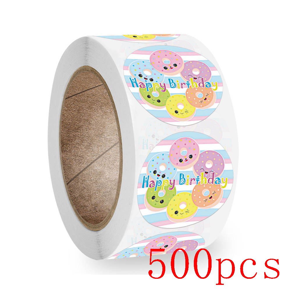 Round Happy Birthday Stickers, New Styles Gift Decoration Supplies, Cute Party Greeting Card Tags