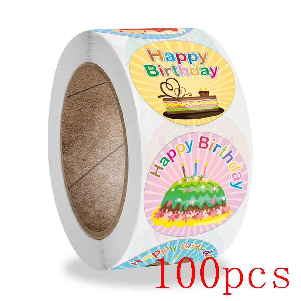 Round Happy Birthday Stickers, New Styles Gift Decoration Supplies, Cute Party Greeting Card Tags