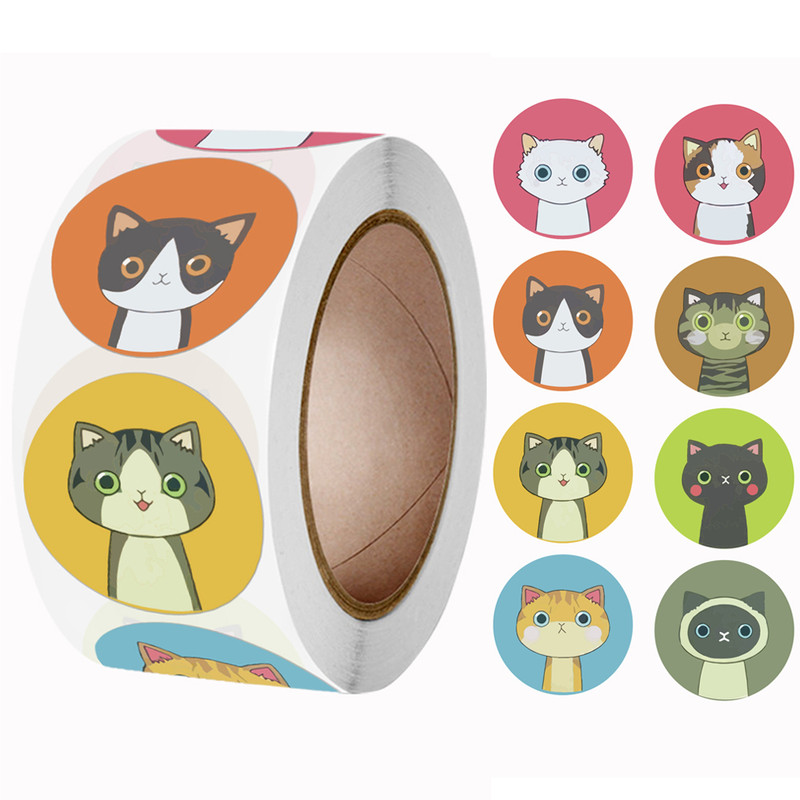 Animal Cartoon Stickers, Cute Cat Label Pack, Reward Stickers for School, Thank You Gift Decoration Stickers