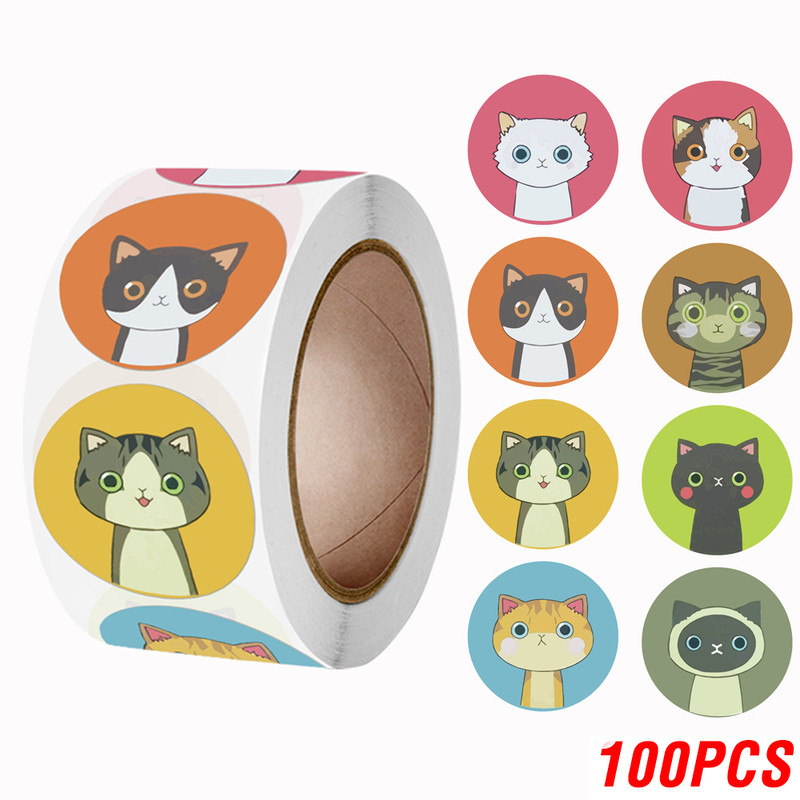 Animal Cartoon Stickers, Cute Cat Label Pack, Reward Stickers for School, Thank You Gift Decoration Stickers
