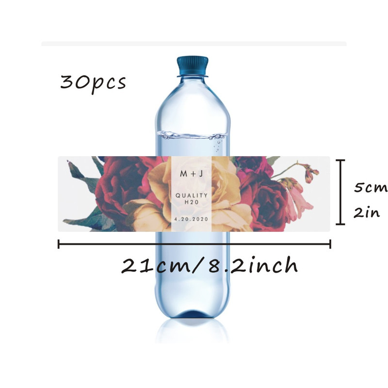 Wedding Water Bottle Label, Custom Modern Water Bottle Label, Personalized Wedding Party Favor Stickers