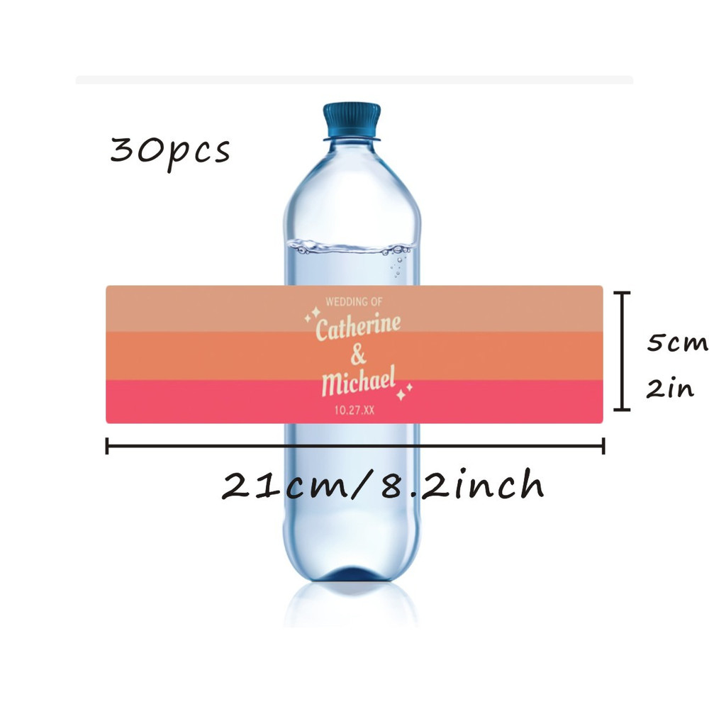 Wedding Water Bottle Label, Custom Modern Water Bottle Label, Personalized Wedding Party Favor Stickers