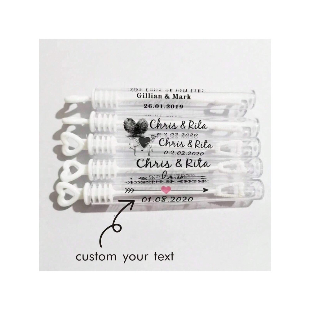 100 Wedding Bubble Tags Bubble Stick Transparent Tags, Wedding Stickers, Transparent Tags, Custom Names and Dates