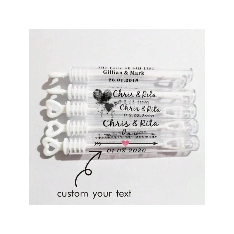 100 Wedding Bubble Tags Bubble Stick Transparent Tags, Wedding Stickers, Transparent Tags, Custom Names and Dates