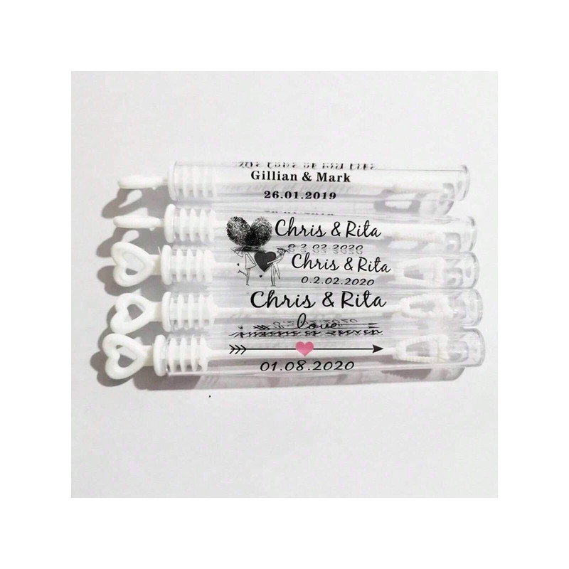 100 Wedding Bubble Tags Bubble Stick Transparent Tags, Wedding Stickers, Transparent Tags, Custom Names and Dates