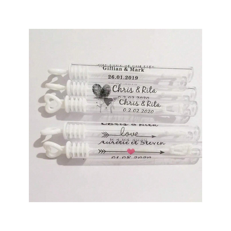 100 Wedding Bubble Tags Bubble Stick Transparent Tags, Wedding Stickers, Transparent Tags, Custom Names and Dates