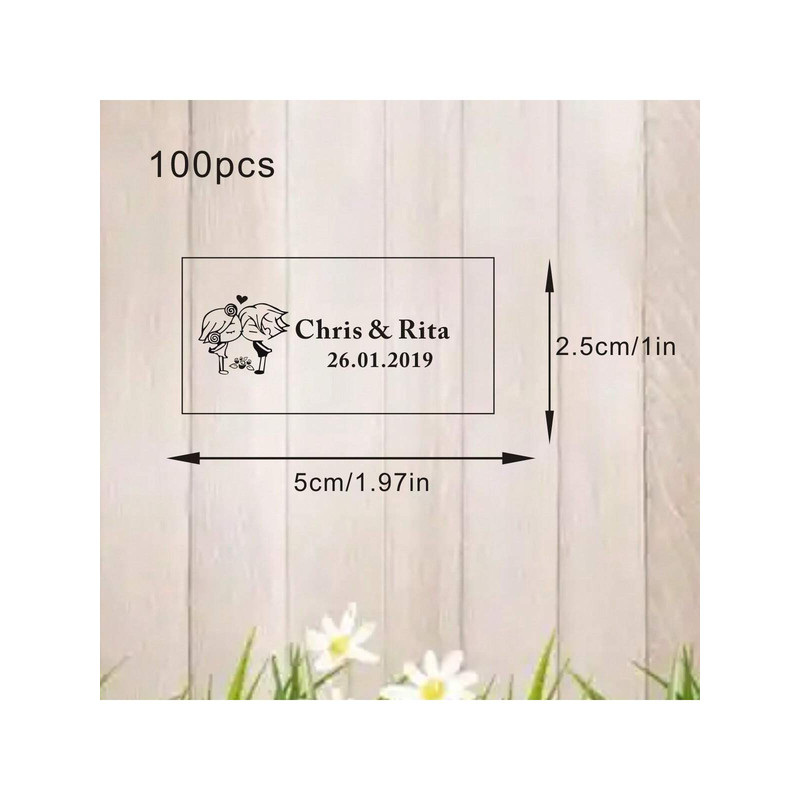 100 Wedding Bubble Tags Bubble Stick Transparent Tags, Wedding Stickers, Transparent Tags, Custom Names and Dates