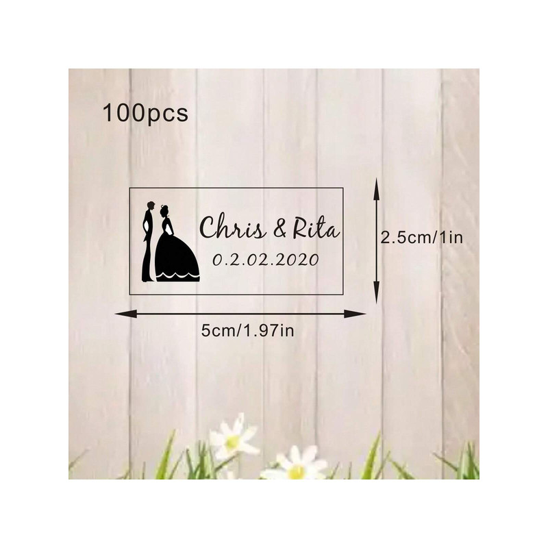 100 Wedding Bubble Tags Bubble Stick Transparent Tags, Wedding Stickers, Transparent Tags, Custom Names and Dates