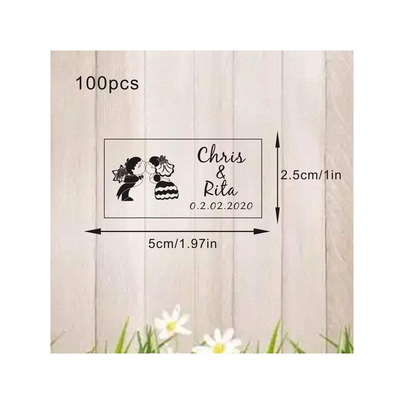 100 Wedding Bubble Tags Bubble Stick Transparent Tags, Wedding Stickers, Transparent Tags, Custom Names and Dates