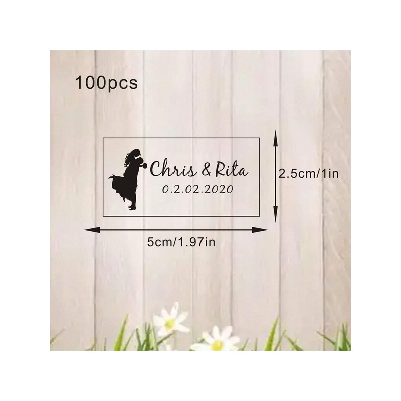 100 Wedding Bubble Tags Bubble Stick Transparent Tags, Wedding Stickers, Transparent Tags, Custom Names and Dates