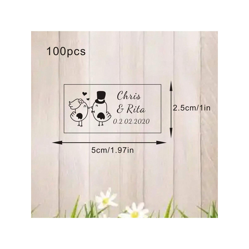 100 Wedding Bubble Tags Bubble Stick Transparent Tags, Wedding Stickers, Transparent Tags, Custom Names and Dates