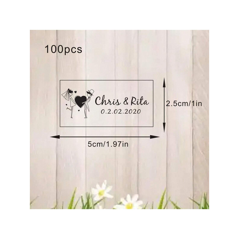 100 Wedding Bubble Tags Bubble Stick Transparent Tags, Wedding Stickers, Transparent Tags, Custom Names and Dates