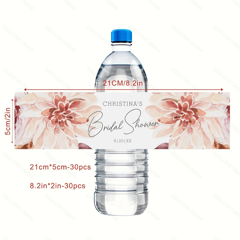 Personalized Bottle Labels, Custom Name Text Stickers, 30 Pieces Celebration Labels for Birthday, Wedding, Christening