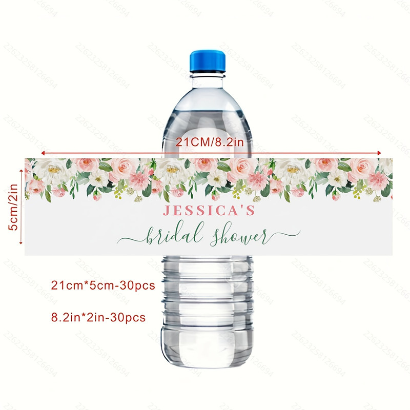 Personalized Bottle Labels, Custom Name Text Stickers, 30 Pieces Celebration Labels for Birthday, Wedding, Christening