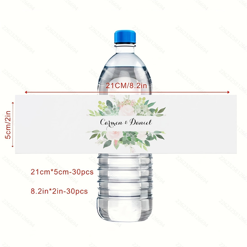 Personalized Bottle Labels, Custom Name Text Stickers, 30 Pieces Celebration Labels for Birthday, Wedding, Christening