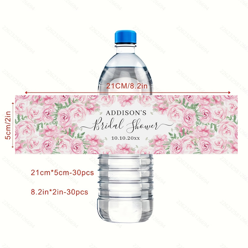 Personalized Bottle Labels, Custom Name Text Stickers, 30 Pieces Celebration Labels for Birthday, Wedding, Christening