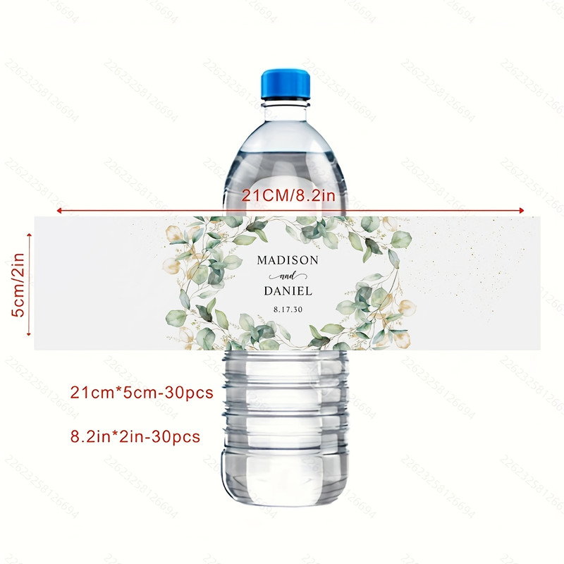 Personalized Bottle Labels, Custom Name Text Stickers, 30 Pieces Celebration Labels for Birthday, Wedding, Christening