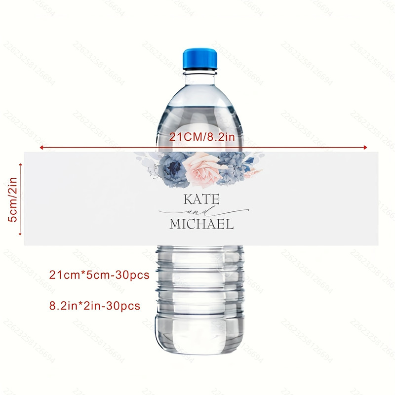 Personalized Bottle Labels, Custom Name Text Stickers, 30 Pieces Celebration Labels for Birthday, Wedding, Christening