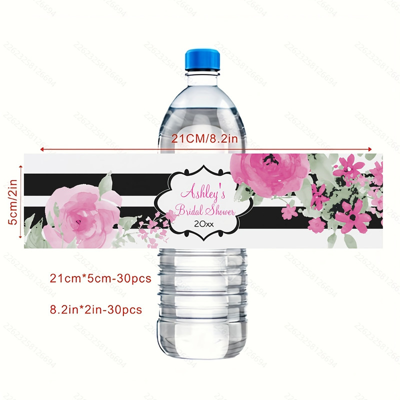 Personalized Bottle Labels, Custom Name Text Stickers, 30 Pieces Celebration Labels for Birthday, Wedding, Christening