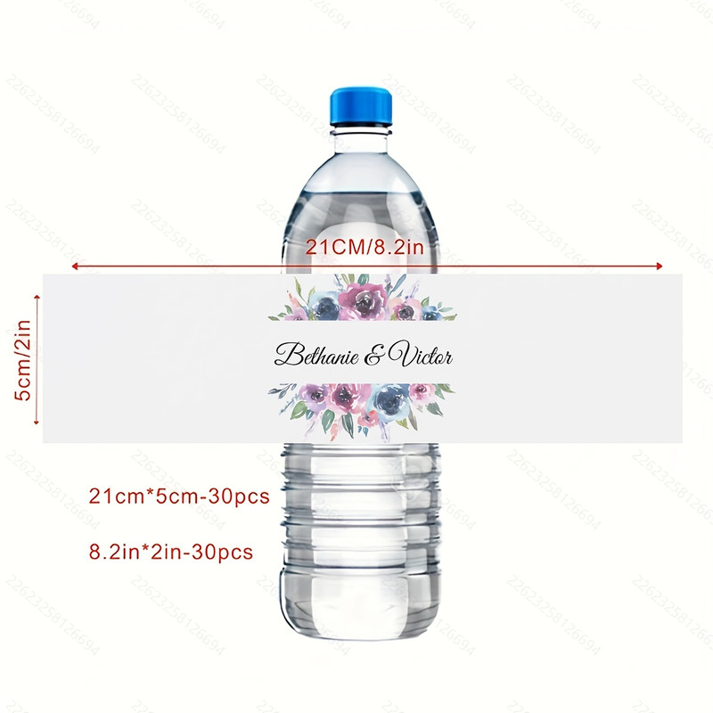 Personalized Bottle Labels, Custom Name Text Stickers, 30 Pieces Celebration Labels for Birthday, Wedding, Christening