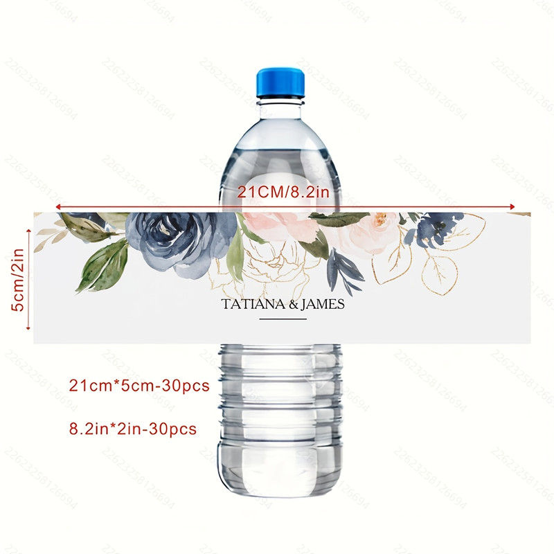 Personalized Bottle Labels, Custom Name Text Stickers, 30 Pieces Celebration Labels for Birthday, Wedding, Christening