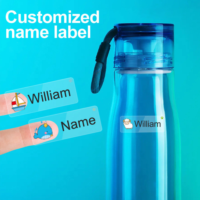 Custom Transparent Non Slip Stickers Personalized Waterproof Name Labels For Bottles School Supplie 0
