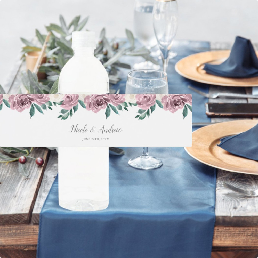 Modern Wedding Water Bottle Label, Wedding Favor Label, Personalized Wedding Water Bottle Label
